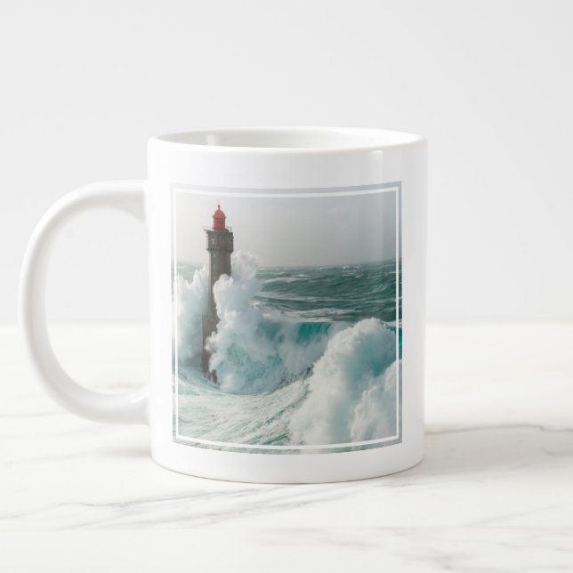 Lighthouses | Jument Lighthouse Ouessant France Large Coffee Mug (Left)