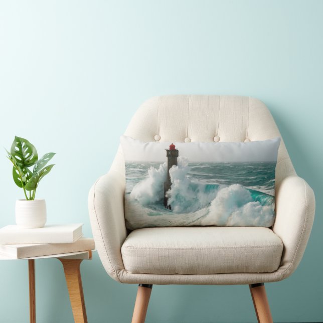 Lighthouses | Jument Lighthouse Ouessant France Lumbar Cushion (Chair)