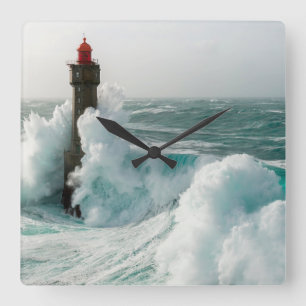 Lighthouses   Jument Lighthouse Ouessant France Square Wall Clock