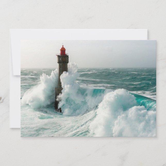 Lighthouses | Jument Lighthouse Ouessant France Thank You Card (Front)