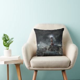 Lighthouses   Lighthouse in the Storm Cushion