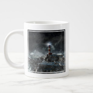 Lighthouses   Lighthouse in the Storm Large Coffee Mug