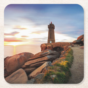 Lighthouses Mean Ruz Lighthouse Square Paper Coaster