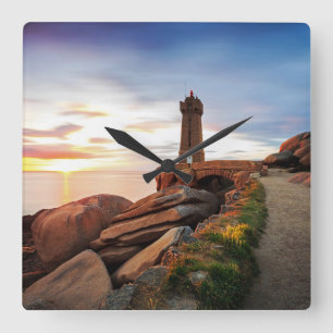 Lighthouses   Mean Ruz Lighthouse Square Wall Clock