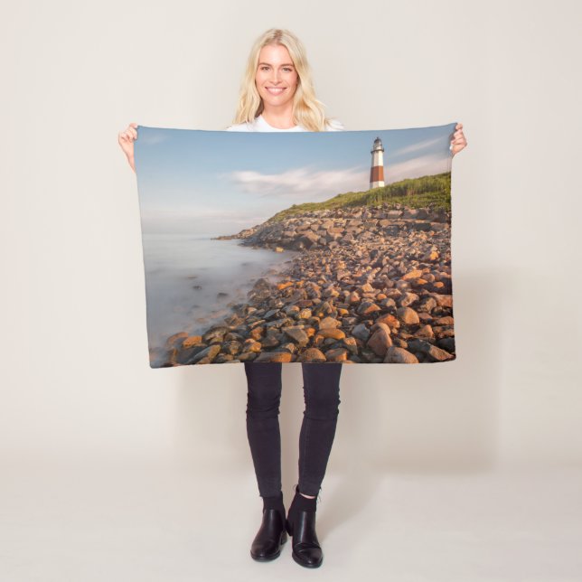 Lighthouses | Montauk Point Long Island Fleece Blanket (In Situ)