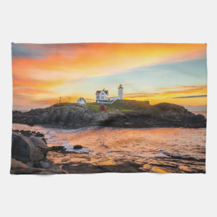 Lighthouses Nubble Lighthouse Maine Tea Towel