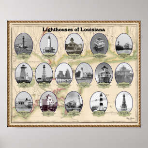 Lighthouses of Louisiana Poster