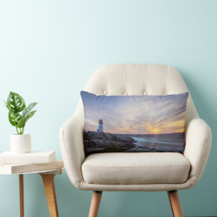 Lighthouses Peggy's Cove Lighthouse Nova Scotia Lumbar Cushion