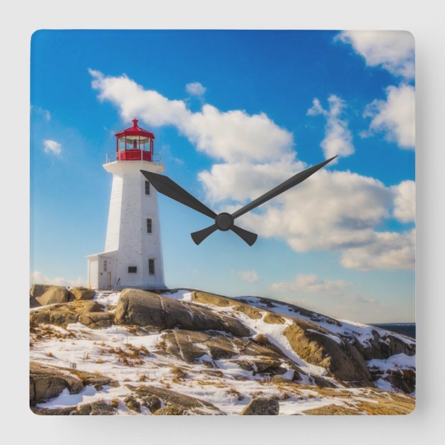 Lighthouses | Peggy's Cove Nova Scotia Square Wall Clock (Front)