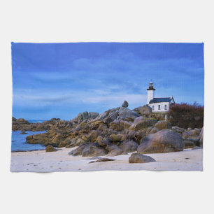 Lighthouses Phare de Pontusval France Finistere Tea Towel