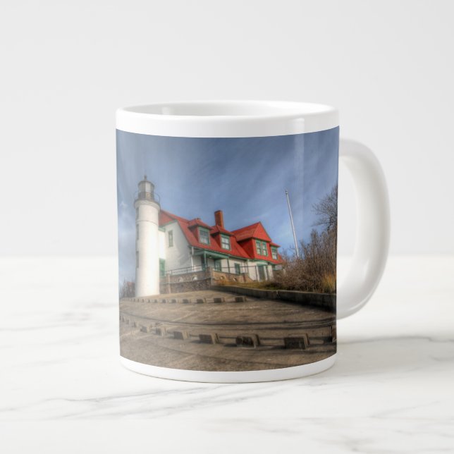 Lighthouses | Point Betsie Lake Michigan Large Coffee Mug (Front Right)