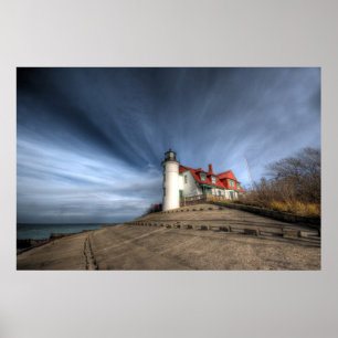 Lighthouses Point Betsie Lake Michigan Poster