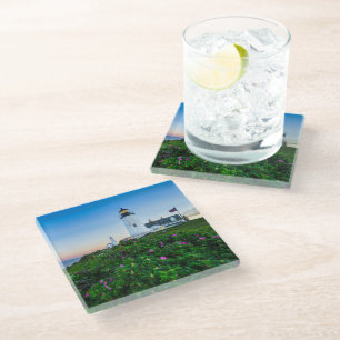 Lighthouses Point Lighthouse Bristol Maine Glass Coaster