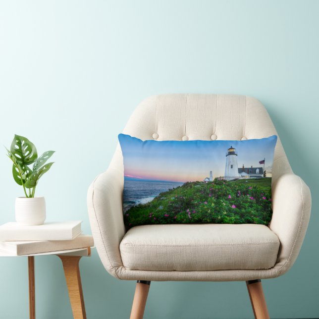 Lighthouses | Point Lighthouse Bristol  Maine Lumbar Cushion (Chair)