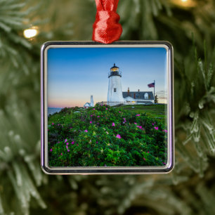 Lighthouses Point Lighthouse Bristol Maine Metal Ornament