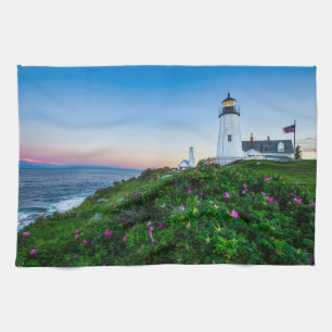 Lighthouses Point Lighthouse Bristol Maine Tea Towel