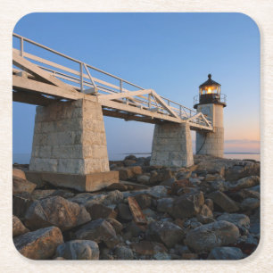 Lighthouses Port Clyde Maine Lighthouse Square Paper Coaster