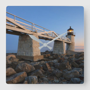 Lighthouses   Port Clyde Maine Lighthouse Square Wall Clock