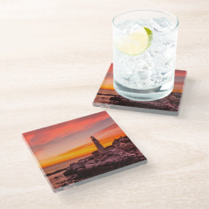 Lighthouses Portland Head Cape Elizabeth Maine Glass Coaster