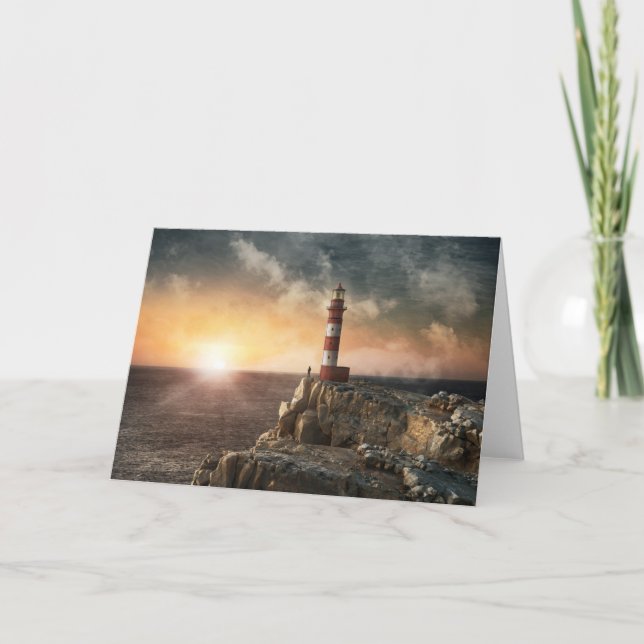 Lighthouses | Red & White Lighthouse Card (Front)