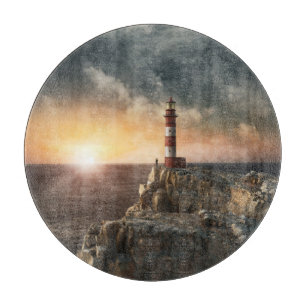 Lighthouses   Red & White Lighthouse Cutting Board