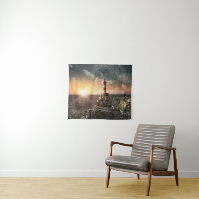 Lighthouses | Red & White Lighthouse Tapestry (In Situ (Horizontal))