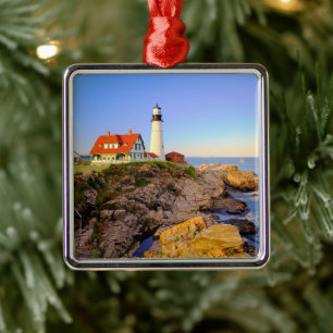 Lighthouses   Rockport Lighthouse Maine Metal Ornament