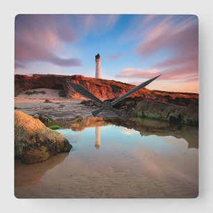 Lighthouses Sea-Light Lossiemouth Scotland Square Wall Clock