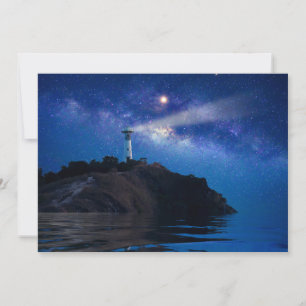 Lighthouses   Starry Night Lighthouse Thank You Card