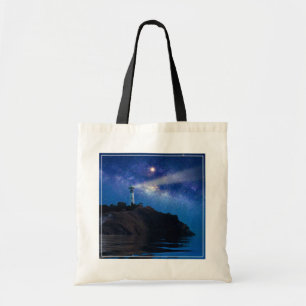 Lighthouses Starry Night Lighthouse Tote Bag