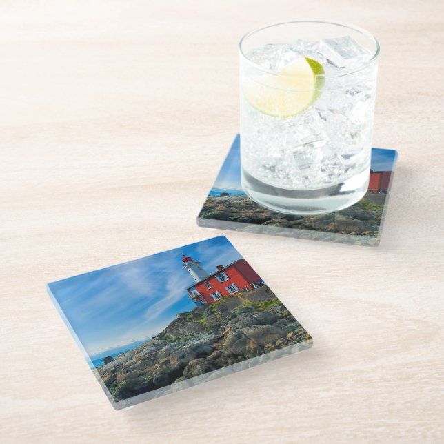 Lighthouses | Victoria Harbour Vancouver Island Glass Coaster (Angled)