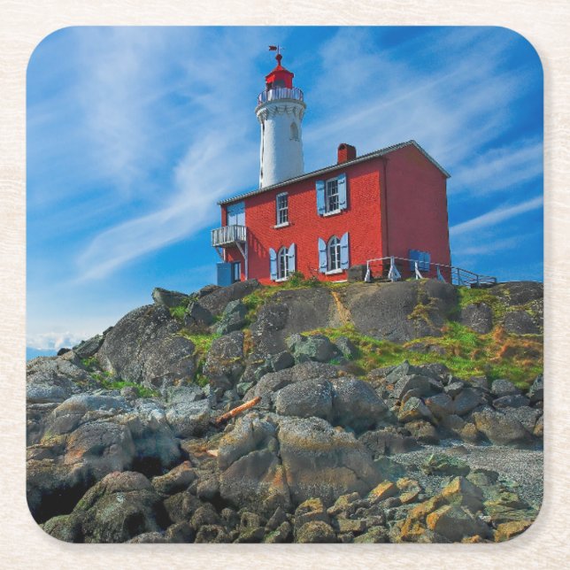 Lighthouses | Victoria Harbour Vancouver Island Square Paper Coaster (Front)
