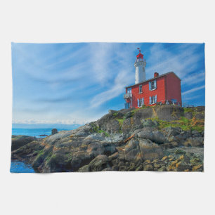 Lighthouses Victoria Harbour Vancouver Island Tea Towel