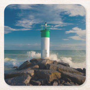 Lighthouses Wellington Ontario Canada Square Paper Coaster