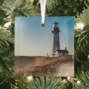 Lighthouses   Yaquina Head Lighthouse Oregon Glass Tree Decoration