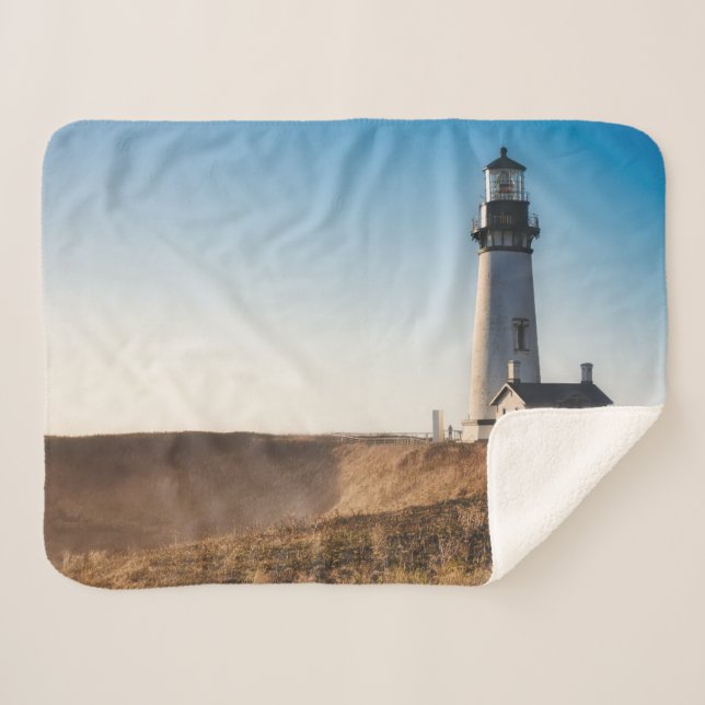Lighthouses | Yaquina Head Lighthouse Oregon Sherpa Blanket (Front (Horizontal))