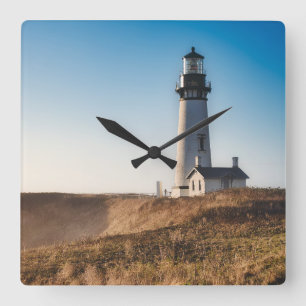 Lighthouses Yaquina Head Lighthouse Oregon Square Wall Clock
