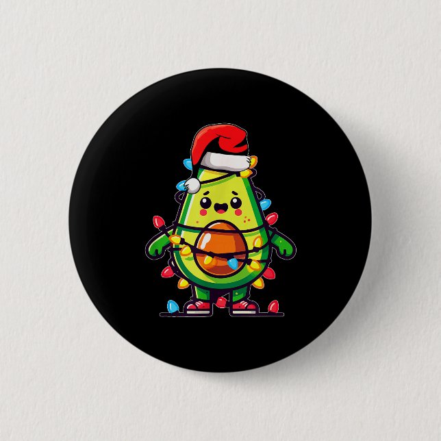 Lighting Avocado Ugly Christmas Sweater Guacamole  6 Cm Round Badge (Front)