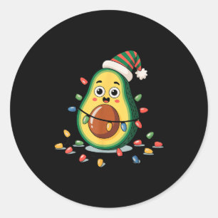 Lighting Avocado Ugly Christmas Sweater Guacamole Classic Round Sticker