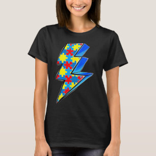 Lighting Bolt Puzzle Autism Awareness Day Support  T-Shirt