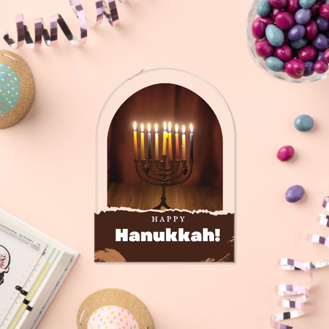 Lighting Candles Happy Hanukkah Acrylic Invitation (Insitu (Celebration))