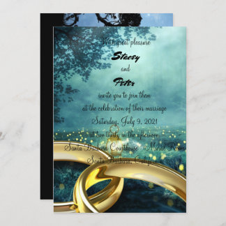 lighting forest and Golding rings Invitation