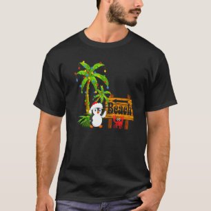 Lighting Palm Tree Beach Vacation Penguin Christma T-Shirt