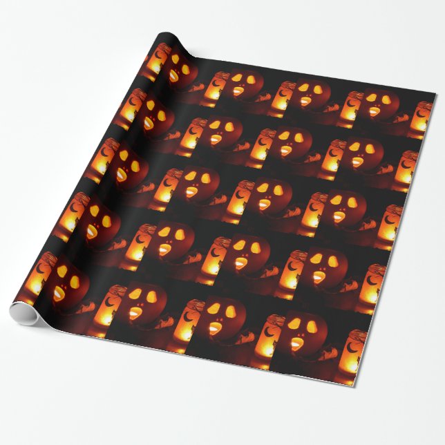 Lighting pumpkin Halloween wrapping paper (Unrolled)