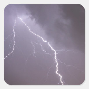 Lighting storm with many lighting bolts square sticker