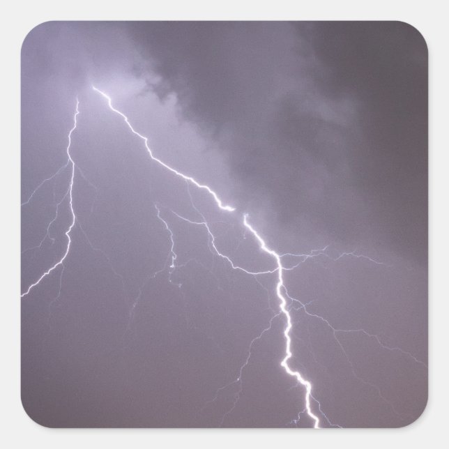 Lighting storm with many lighting bolts square sticker (Front)