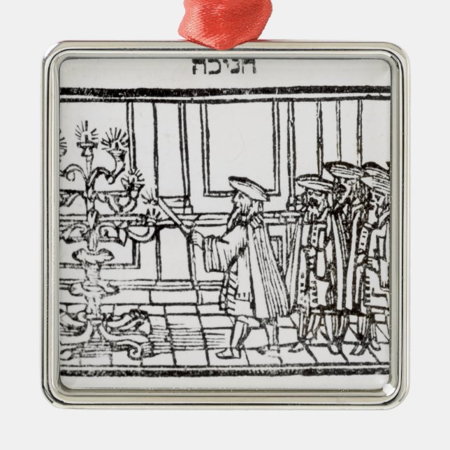Lighting the Menorah Metal Tree Decoration (Front)