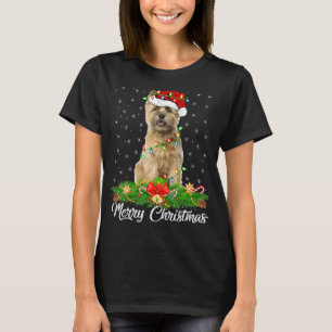 Lighting Xmas Matching Santa Hat Cairn Terrier Chr T-Shirt