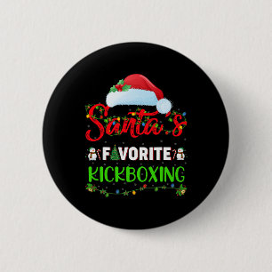 Lighting Xmas Santa's Favorite Kickboxing Christma 6 Cm Round Badge