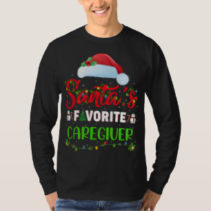 Lighting Xmas Santa's Favourite Caregiver Christma T-Shirt